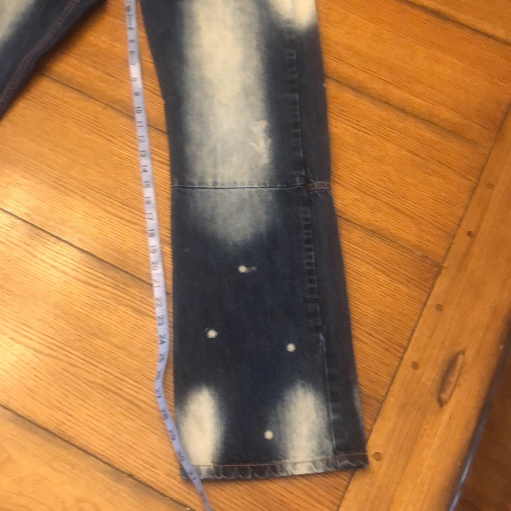 Mens Encrypted Jeans 38 x 31 Denim Distress Bleached - Picture 14 of 15